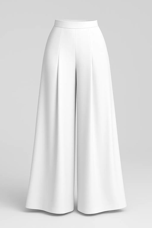 #Palazzo White wide-leg pants on a light gray background