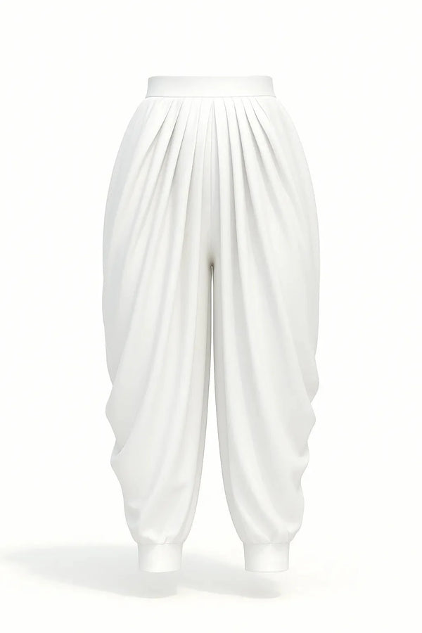 #Salwar White dhoti pants on a white background