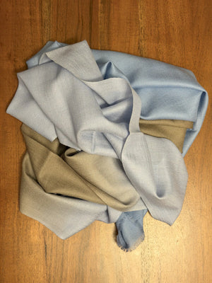Pure Pashmina Ombre Muffler: Sky Blue & Taupe